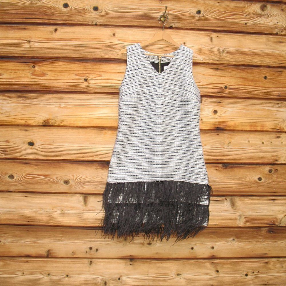 NWT Sail to Sable Metallic Tweed Feather Dress 6